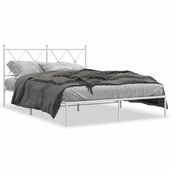 vidaXL sengeramme med sengegavl 135x190 cm metal hvid
