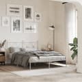 Miniatyrbillede 2 af 8: vidaXL sengeramme med sengegavl 135x190 cm metal hvid