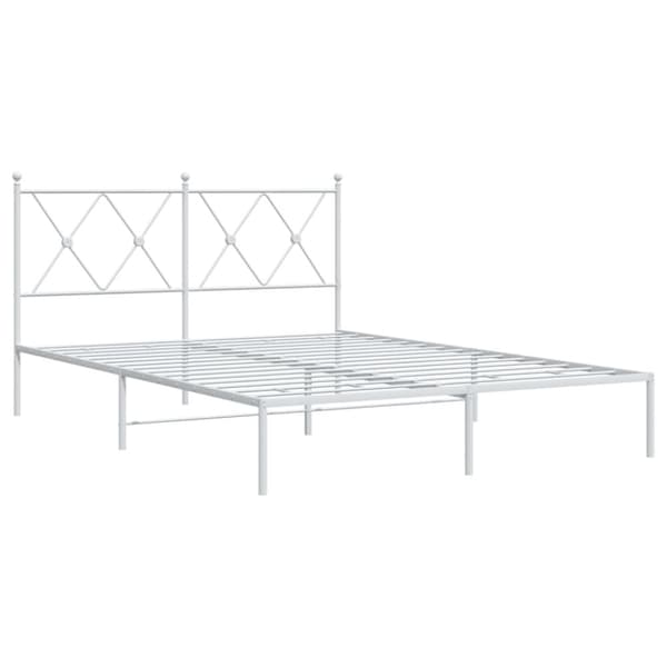 vidaXL sengeramme med sengegavl 135x190 cm metal hvid