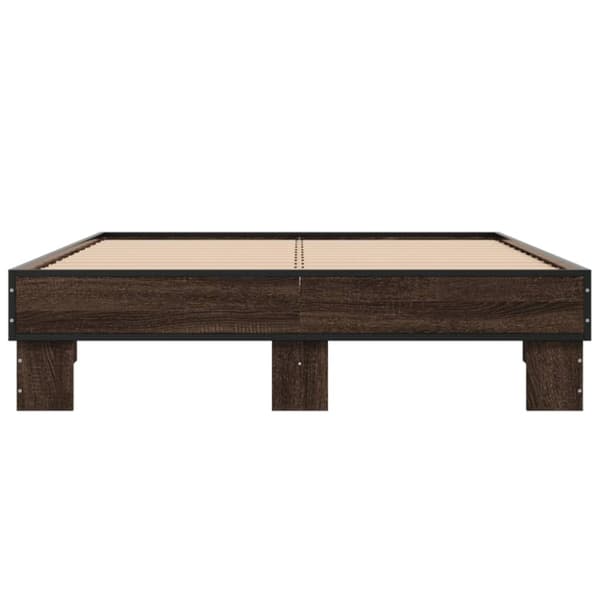 vidaXL Sängynrunko ruskea tammi 120x190 cm tekninen puu ja metalli