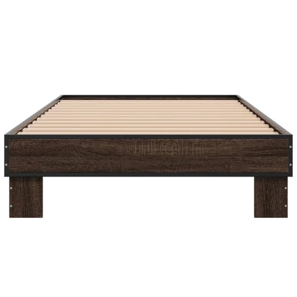 vidaXL Sengeramme brun eik 100x200 cm konstruert tre og metall