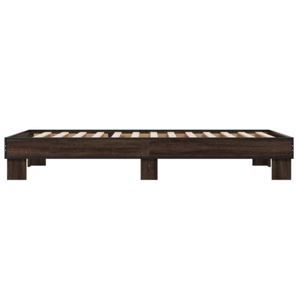 vidaXL Sengeramme brun eik 100x200 cm konstruert tre og metall