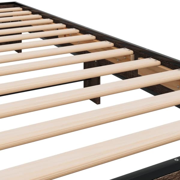 vidaXL Sengeramme brun eik 100x200 cm konstruert tre og metall