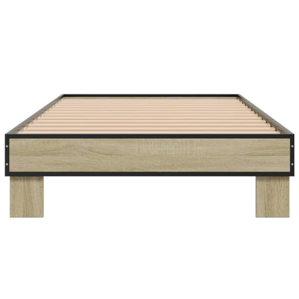 vidaXL sengeramme 75x190 cm konstrueret træ og metal sonoma-eg