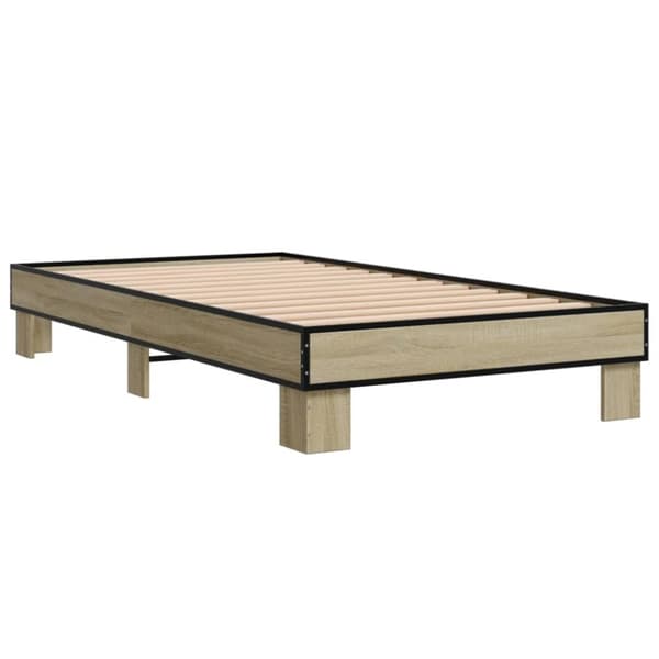 vidaXL sengeramme 75x190 cm konstrueret træ og metal sonoma-eg