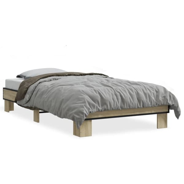 vidaXL sengeramme 75x190 cm konstrueret træ og metal sonoma-eg