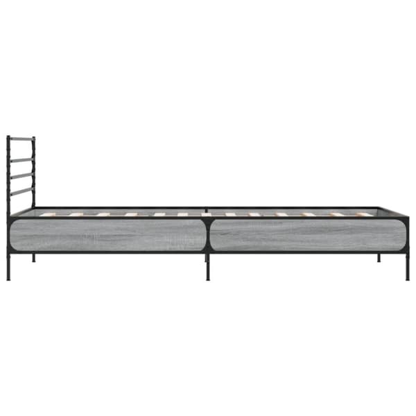 vidaXL Sängynrunko harmaa Sonoma 90x190 cm tekninen puu ja metalli