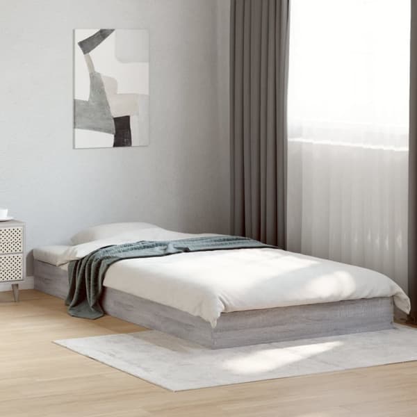 vidaXL sengeramme 90x190 cm konstrueret træ grå sonoma-eg