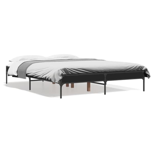 vidaXL Sängynrunko musta 120x190 cm tekninen puu ja metalli
