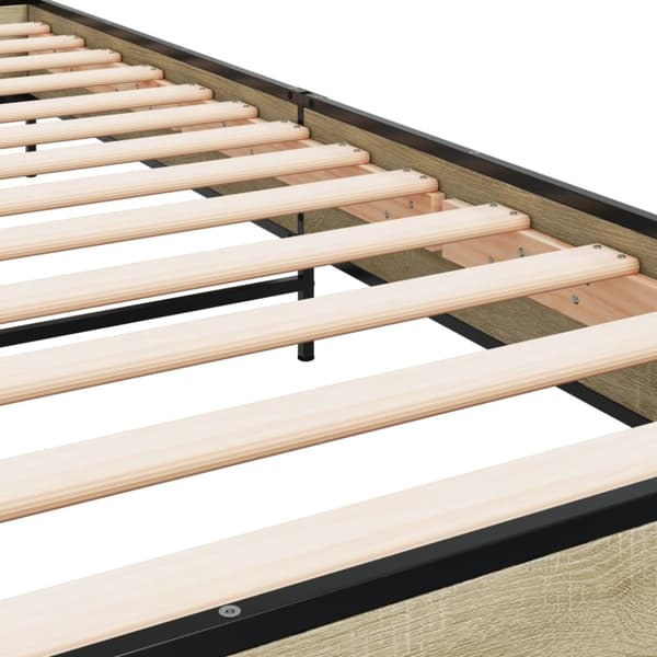 vidaXL Sängynrunko Sonoma tammi 100x200 cm tekninen puu ja metalli