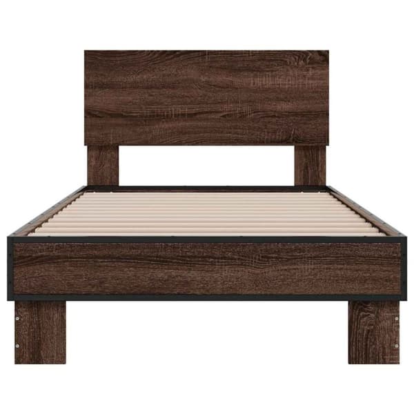 vidaXL Sängynrunko ruskea tammi 100x200 cm tekninen puu ja metalli