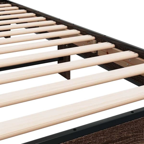 vidaXL Sängynrunko ruskea tammi 100x200 cm tekninen puu ja metalli