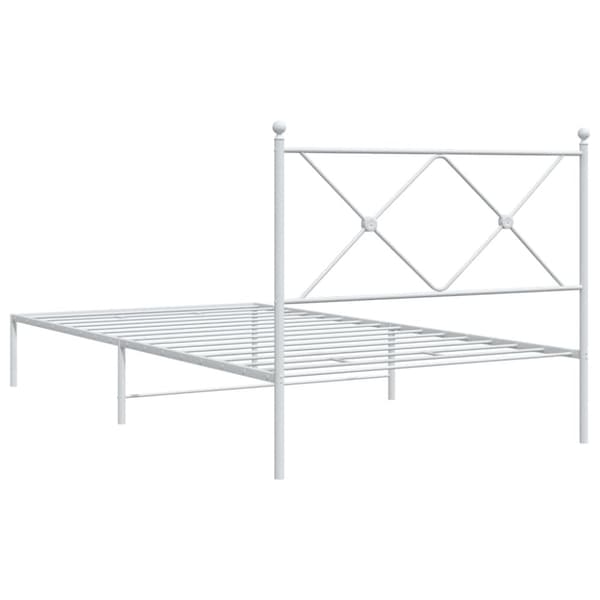 vidaXL Sengeramme i metall med hodegavl hvit 107x203 cm