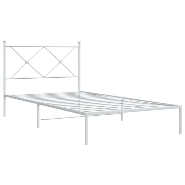 vidaXL Sengeramme i metall med hodegavl hvit 107x203 cm