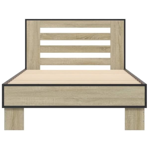 vidaXL sengeramme 90x190 cm konstrueret træ og metal sonoma-eg