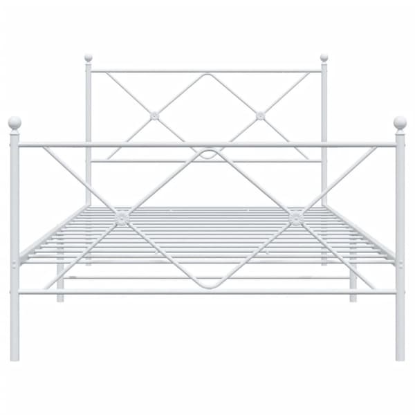 vidaXL Sengeramme i metall med hode- og fotgavl hvit 100x200 cm