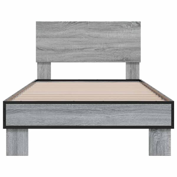 vidaXL Sengeramme grå sonoma 90x200 cm konstruert tre og metall