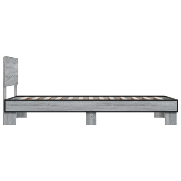 vidaXL Sengeramme grå sonoma 90x200 cm konstruert tre og metall