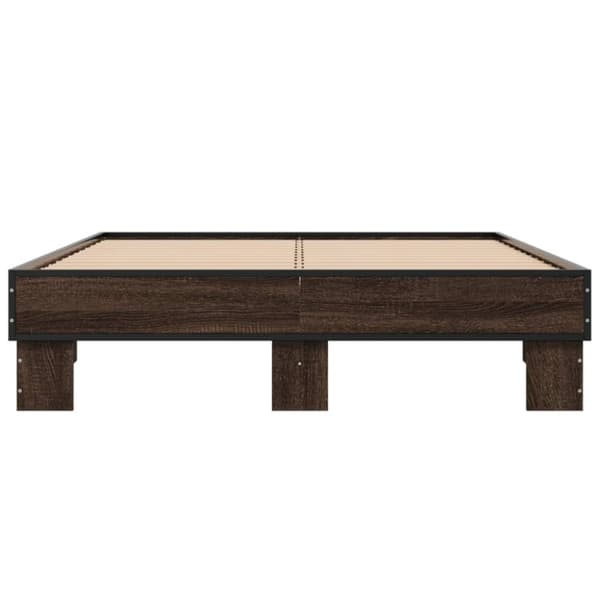 vidaXL Sengeramme brun eik 140x190 cm konstruert tre og metall