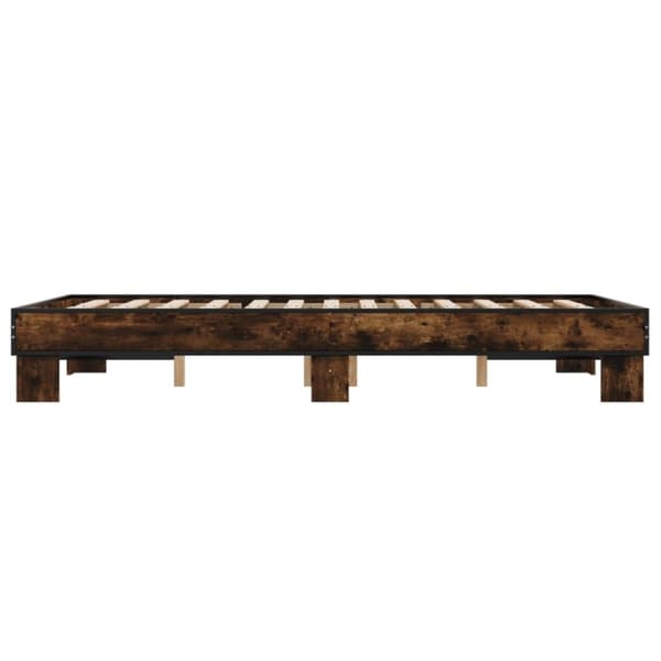 vidaXL Sengeramme brun eik 140x190 cm konstruert tre og metall