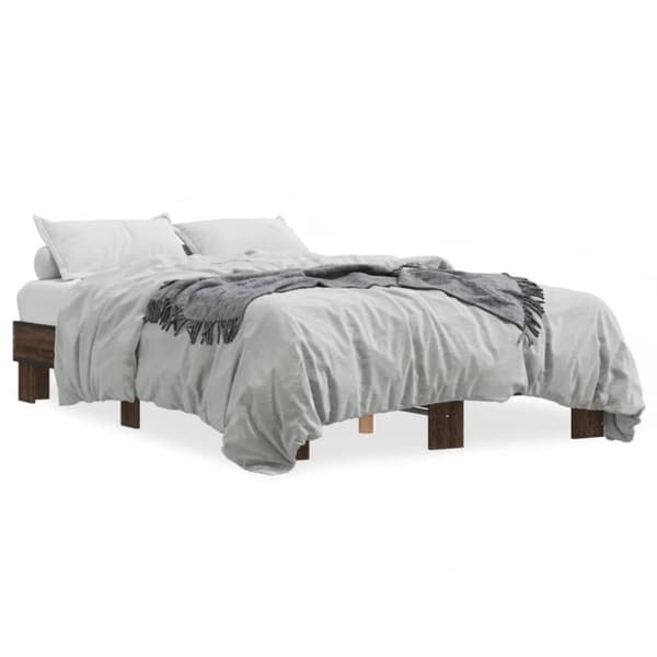 vidaXL Sengeramme brun eik 140x190 cm konstruert tre og metall