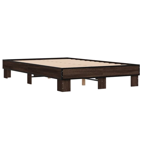 vidaXL Sengeramme brun eik 140x190 cm konstruert tre og metall