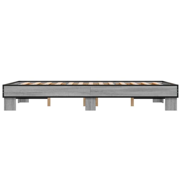 vidaXL Sengeramme grå sonoma 120x190 cm konstruert tre og metall