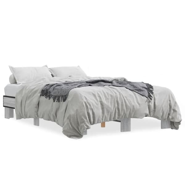 vidaXL Sengeramme grå sonoma 120x190 cm konstruert tre og metall