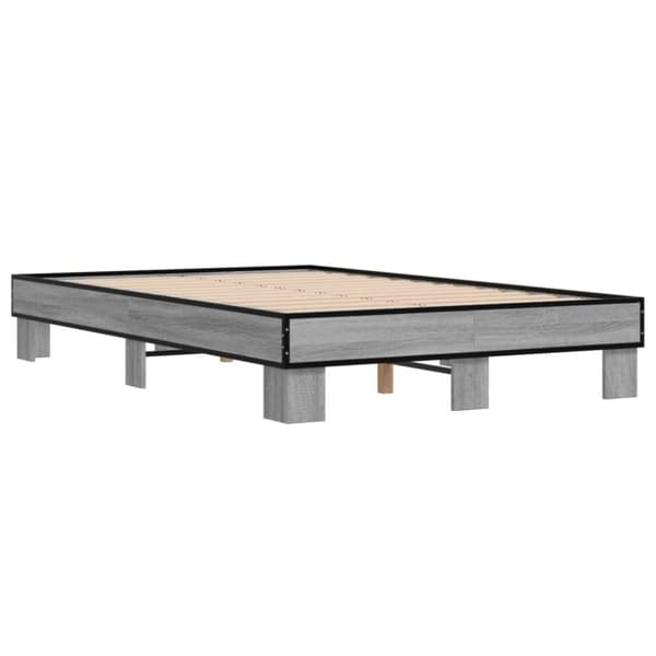 vidaXL Sengeramme grå sonoma 120x190 cm konstruert tre og metall