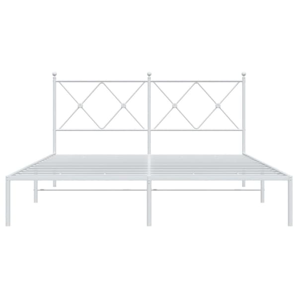 vidaXL Sengeramme i metall med sengegavl hvit 150x200 cm