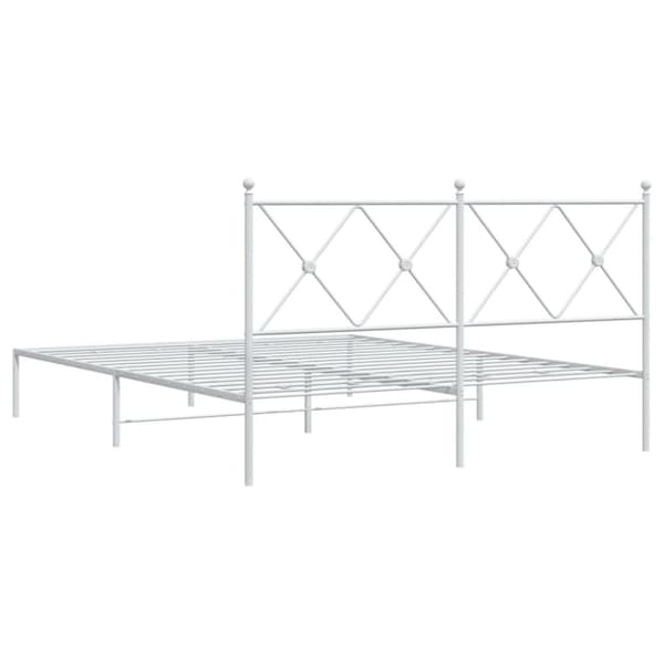 vidaXL Sengeramme i metall med sengegavl hvit 150x200 cm
