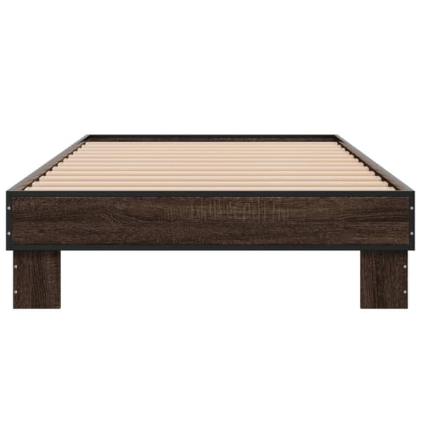 vidaXL Sängynrunko ruskea tammi 90x190 cm tekninen puu ja metalli