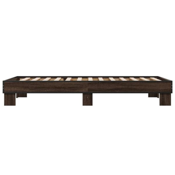 vidaXL Sängynrunko ruskea tammi 90x190 cm tekninen puu ja metalli
