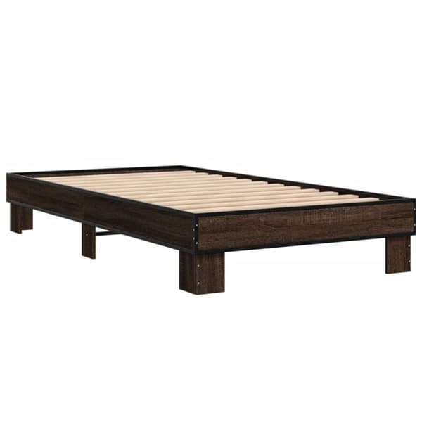 vidaXL Sängynrunko ruskea tammi 90x190 cm tekninen puu ja metalli