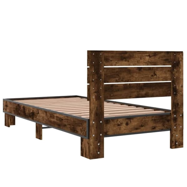 vidaXL Sengeramme røkt eik 75x190 cm konstruert tre og metall
