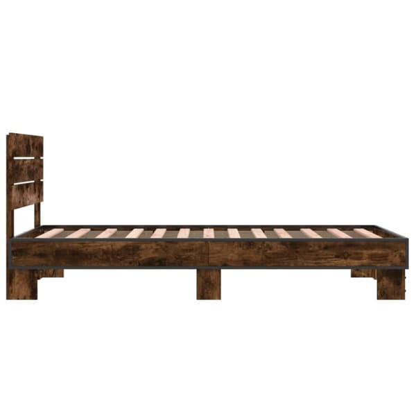 vidaXL Sengeramme røkt eik 90x190 cm konstruert tre og metall