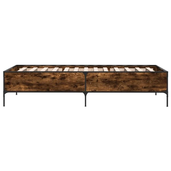 vidaXL Sängynrunko savutammi 75x190 cm tekninen puu ja metalli
