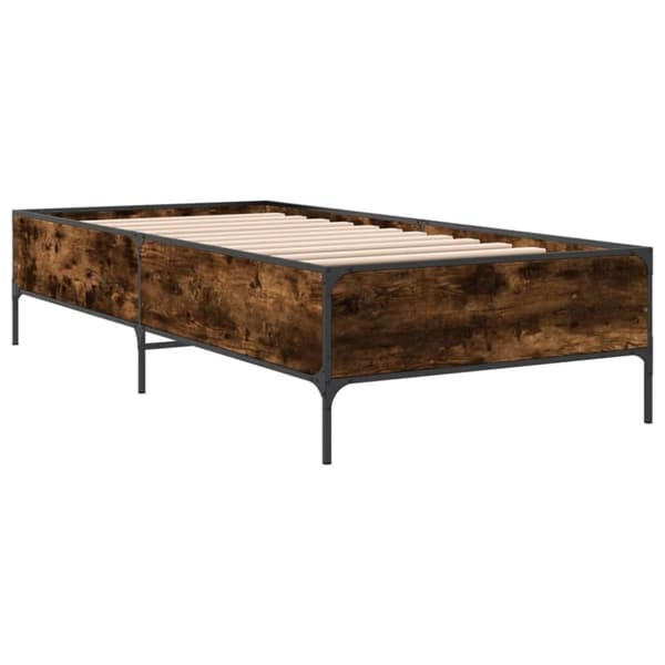 vidaXL Sängynrunko savutammi 75x190 cm tekninen puu ja metalli