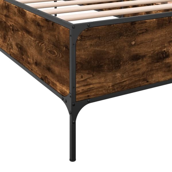 vidaXL Sängynrunko savutammi 75x190 cm tekninen puu ja metalli