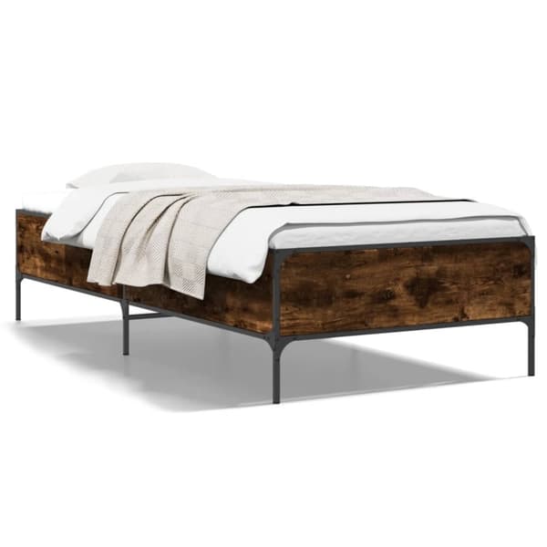 vidaXL Sängynrunko savutammi 75x190 cm tekninen puu ja metalli
