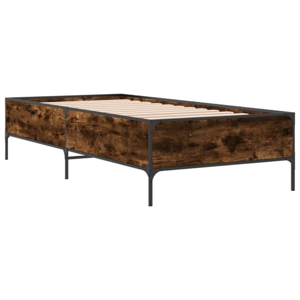 vidaXL Sängynrunko savutammi 75x190 cm tekninen puu ja metalli