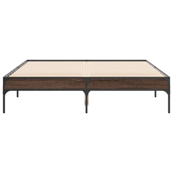 vidaXL sengestel 120x190 cm konstrueret træ og metal brun egetræsfarve