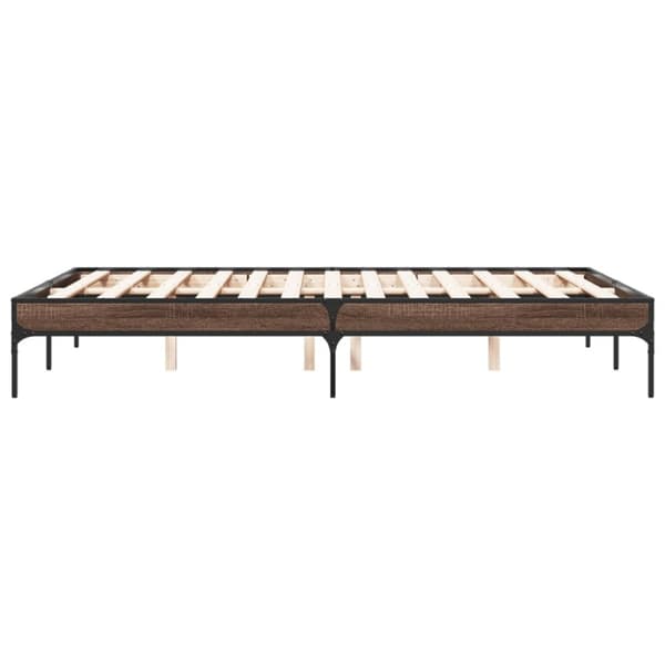 vidaXL sengestel 120x190 cm konstrueret træ og metal brun egetræsfarve