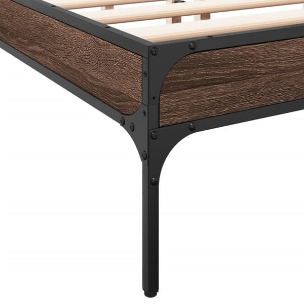 vidaXL sengestel 120x190 cm konstrueret træ og metal brun egetræsfarve