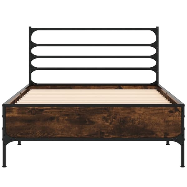 vidaXL sengeramme 75x190 cm konstrueret træ og metal røget eg