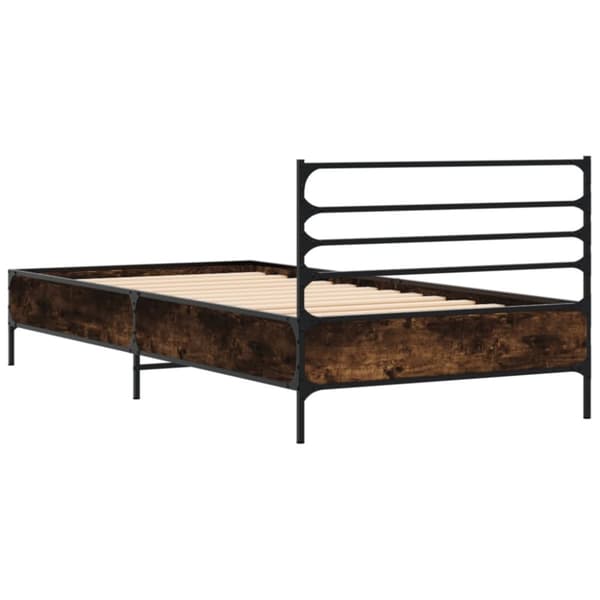 vidaXL sengeramme 75x190 cm konstrueret træ og metal røget eg