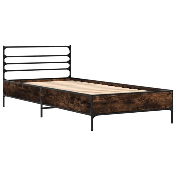 vidaXL sengeramme 75x190 cm konstrueret træ og metal røget eg