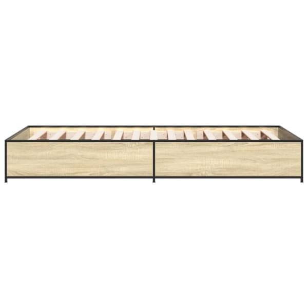 vidaXL Sängynrunko Sonoma-tammi 75x190 cm tekninen puu ja metalli