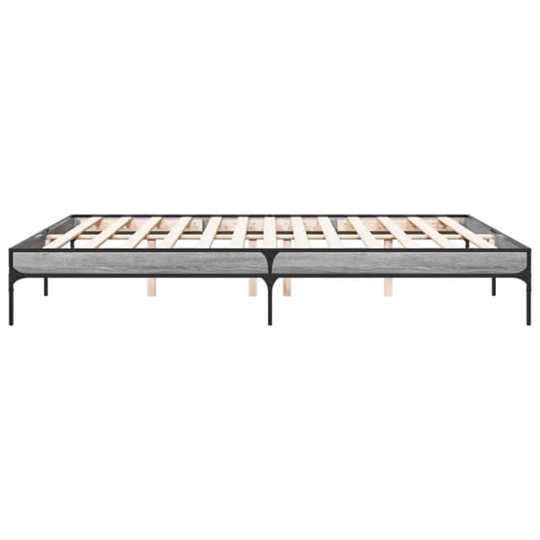 vidaXL sengestel 180x200 cm konstrueret træ og metal grå sonoma-eg