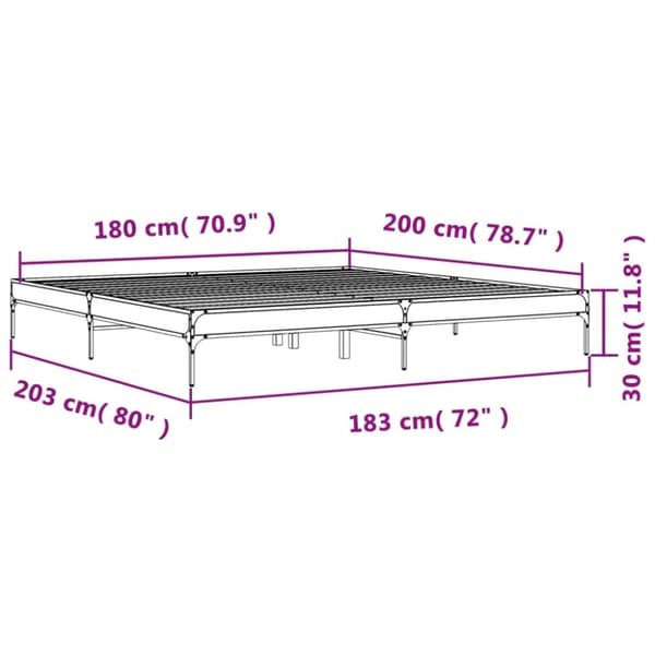 vidaXL sengestel 180x200 cm konstrueret træ og metal grå sonoma-eg